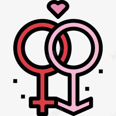性别爱情95线性颜色图标图标