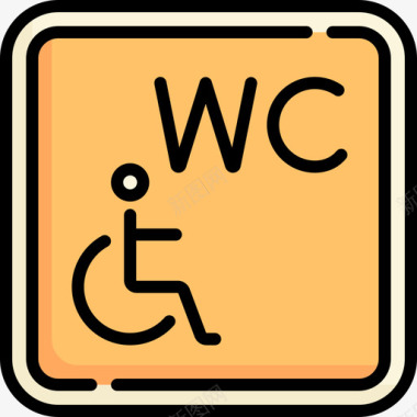 卫生间残疾人救助9线型颜色图标图标