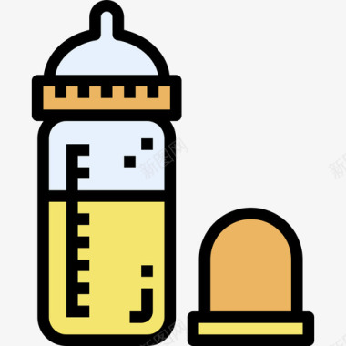 奶瓶儿童3线性颜色图标图标