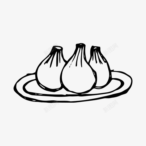 饺子食物手绘素描图标svg_新图网 https://ixintu.com 手绘 素描 菜单 钦卡 食物 饺子