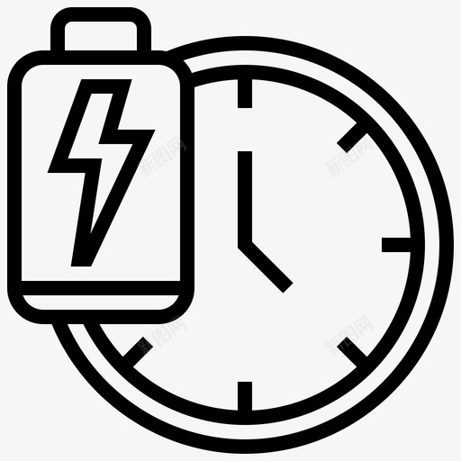 电池时间时钟电源图标svg_新图网 https://ixintu.com 元素 剩余 无人机 时钟 时间 电池 电源