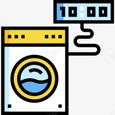 洗衣机domotics28线性颜色图标图标