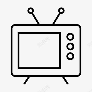 复古电视娱乐媒体图标图标
