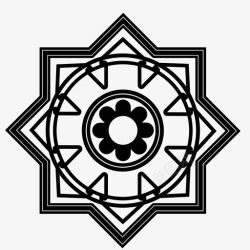 八角形轮廓曼陀罗抽象花图标高清图片