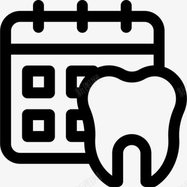 日历牙医45直线图标图标