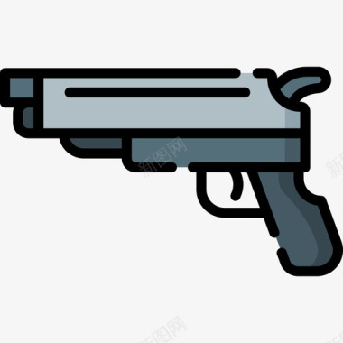 手枪防护安全12线性颜色图标图标