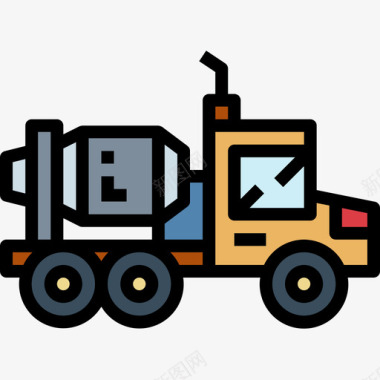 水泥车运输153线性颜色图标图标