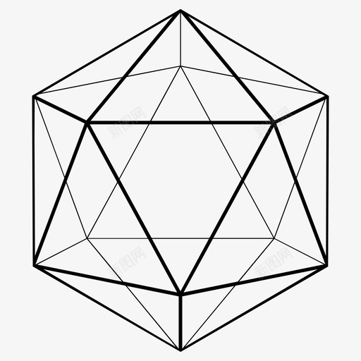 二十面体图形几何学图标svg_新图网 https://ixintu.com 二十 几何学 十面体 图形 多面体 形状