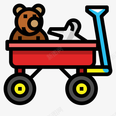 拖车儿童玩具1线性颜色图标图标