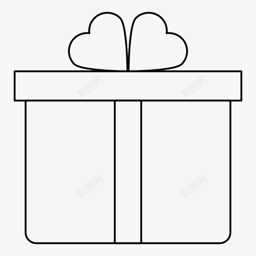 礼物盒子新年图标svg_新图网 https://ixintu.com 惊喜 新年 盒子 礼物 细线