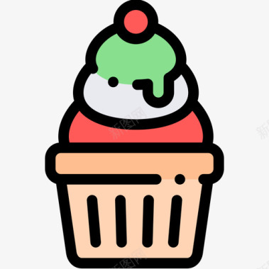 冰淇淋意大利16线性颜色图标图标