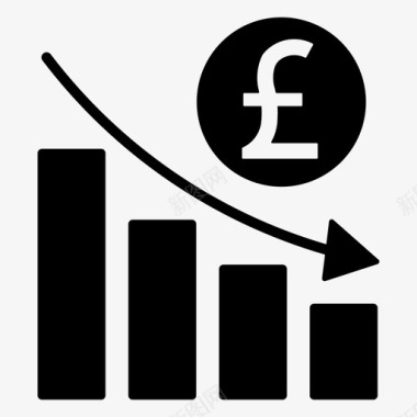 英镑衰退减少减少图表图标图标