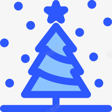 圣诞树冬天100蓝色图标图标