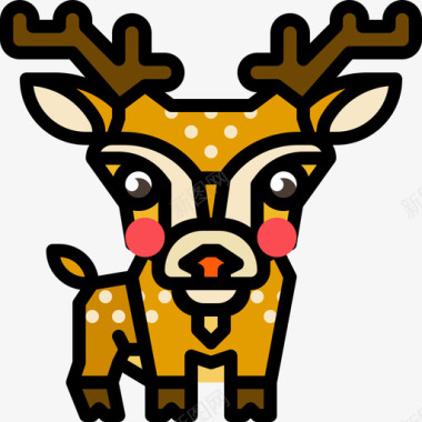 鹿动物17线性颜色图标图标