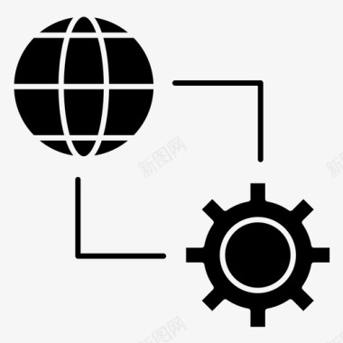 世界齿轮地球仪图标图标
