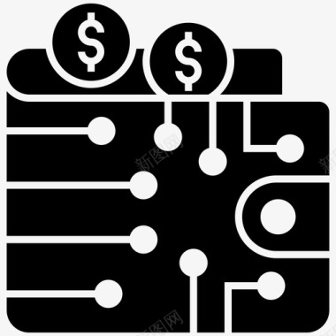 数字钱包钱包数字经济字形图标图标
