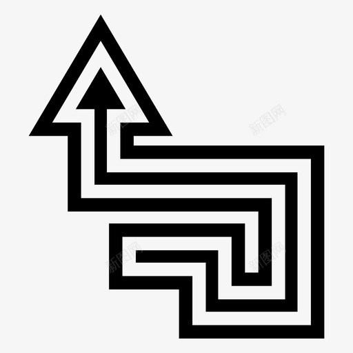 箭头方向向上图标svg_新图网 https://ixintu.com 双线 向上 方向 箭头 锯齿形