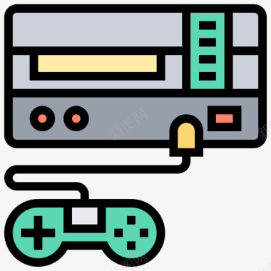 游戏复古科技5线性颜色图标图标