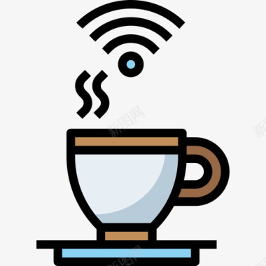 咖啡杯现代都市2线性颜色图标图标