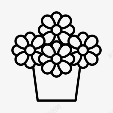 花盆花束装饰图标图标