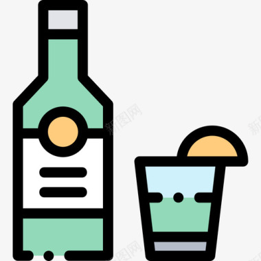 龙舌兰酒64号酒吧线形颜色图标图标