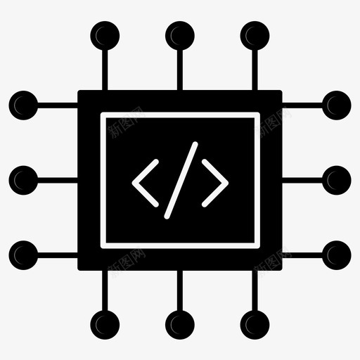 处理器电路代码图标svg_新图网 https://ixintu.com ic 代码 处理器 电路