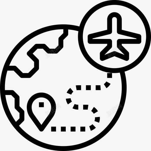 飞机休闲和旅游7线性图标svg_新图网 https://ixintu.com 休闲 旅游 旅游线 线性 飞机
