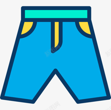 短裤夏季69线性颜色图标图标