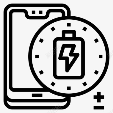 电池智能手机技术4线性图标图标