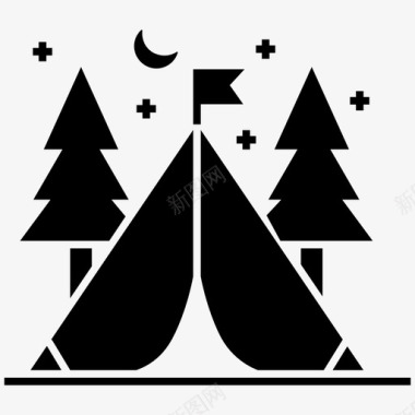 露营背包远足图标图标