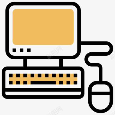 电脑复古科技3黄影图标图标