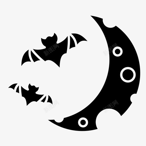 月亮蝙蝠万圣节图标svg_新图网 https://ixintu.com 万圣节 夜晚 恐怖 月亮 蝙蝠