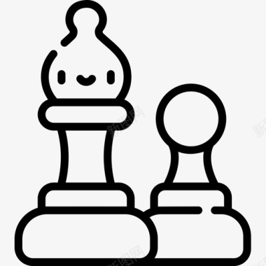 国际象棋爱好和自由时间5线性图标图标