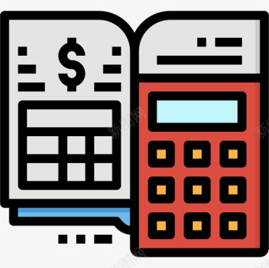 计算器会计和金融8线颜色图标图标