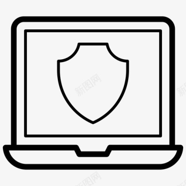 笔记本电脑防病毒笔记本电脑安全受保护系统图标图标