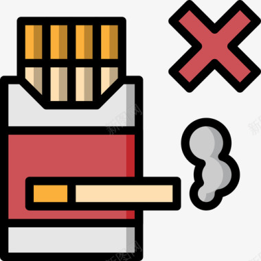 香烟健康生活21线性颜色图标图标