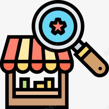 商业和购物搜索引擎优化98线性颜色图标图标