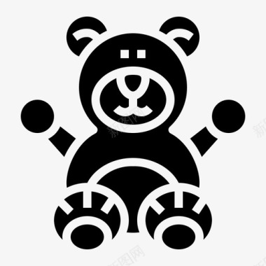泰迪熊动物填充图标图标