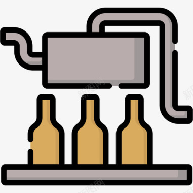 制造啤酒34线性颜色图标图标