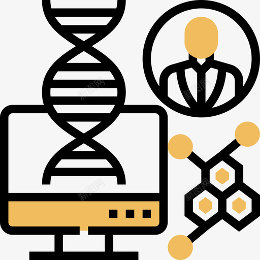 Dna生物技术4黄影图标svg_新图网 https://ixintu.com Dna 生物技术 黄影