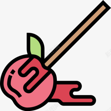 苹果甜味和糖果13线性颜色图标图标