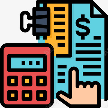 簿记会计和财务3线性颜色图标图标