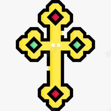 十字架墨西哥33线形颜色图标图标