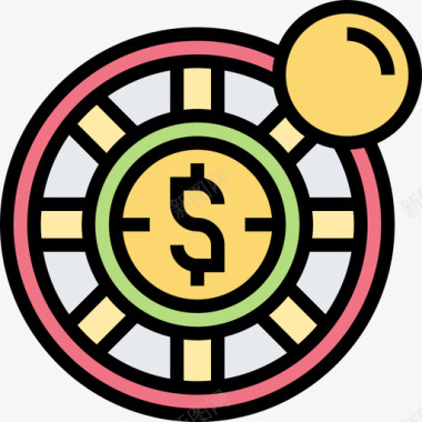 赌场57号赌场线性颜色图标图标