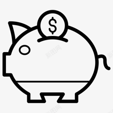 小猪银行硬币储蓄投资图标图标