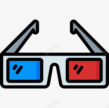 3d眼镜电影工业16线性彩色图标图标