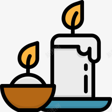 蜡烛水疗25线性颜色图标图标