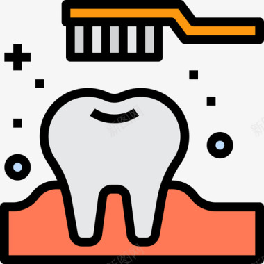 牙刷35号牙刷线性颜色图标图标