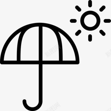 太阳伞夏季67直线型图标图标