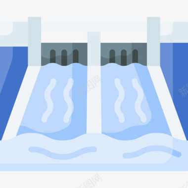 水坝可再生能源30平坦图标图标